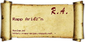 Rapp Arián névjegykártya